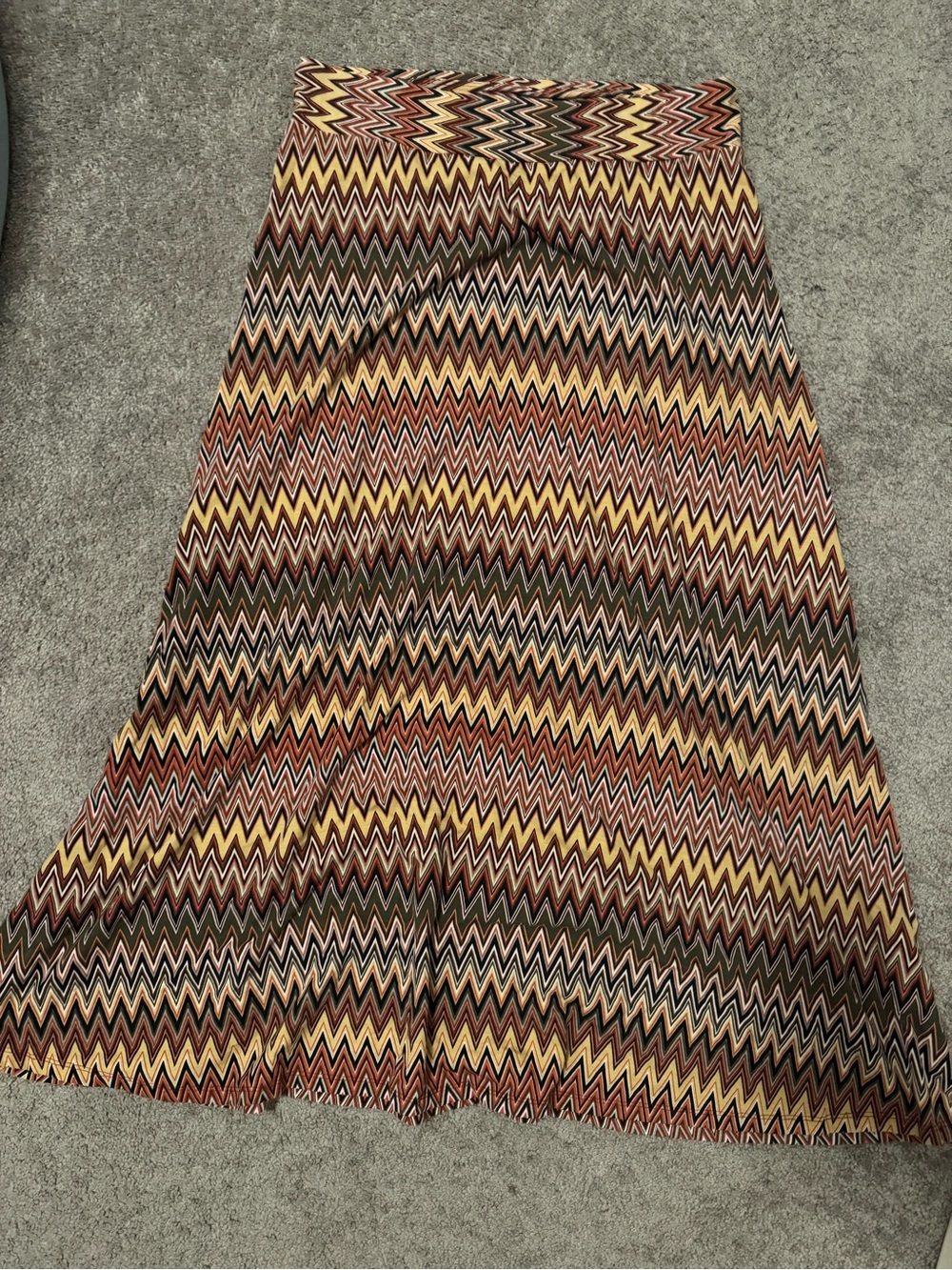 Zigzag Pattern Maxi Skirt in Yellow, Brown & Black